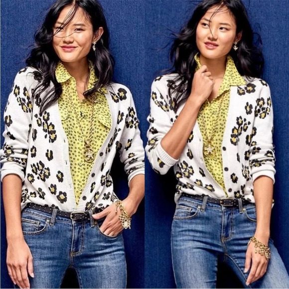 CAbi Kiki Cardigan leopard animal print size small neutral - Picture 8 of 10